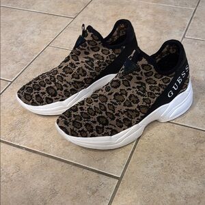 GUESS Women's Leopard Sneakers - Black and Brown